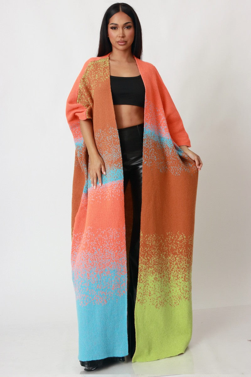 Ms. Sophisticated Cardigan- Orange/Multi