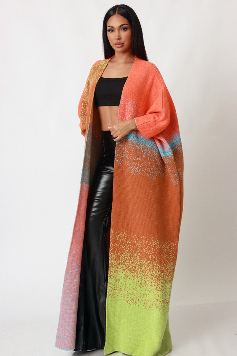 Ms. Sophisticated Cardigan- Orange/Multi