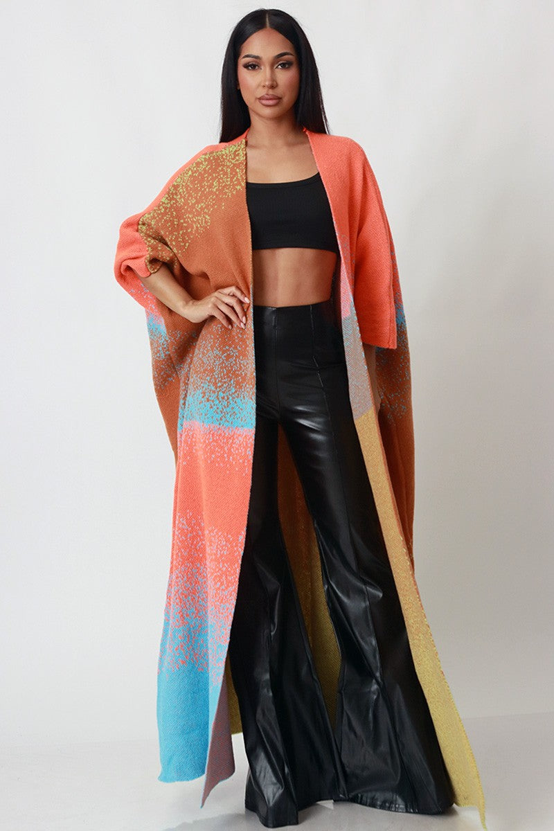 Ms. Sophisticated Cardigan- Orange/Multi