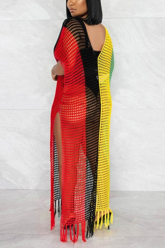 Rasta Reggae Crochet Coverup Dress