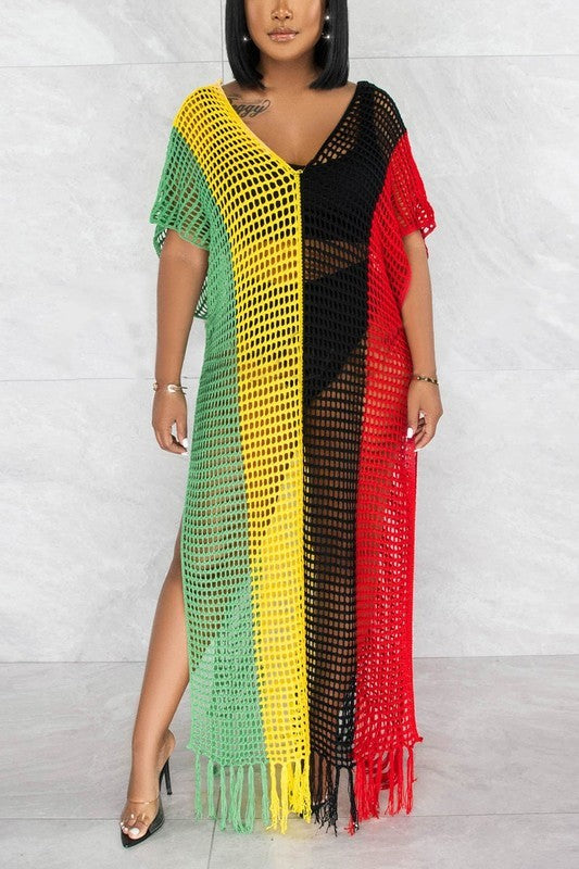 Rasta Reggae Crochet Coverup Dress