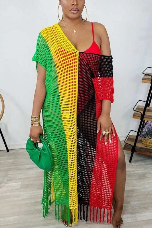Rasta Reggae Crochet Coverup Dress