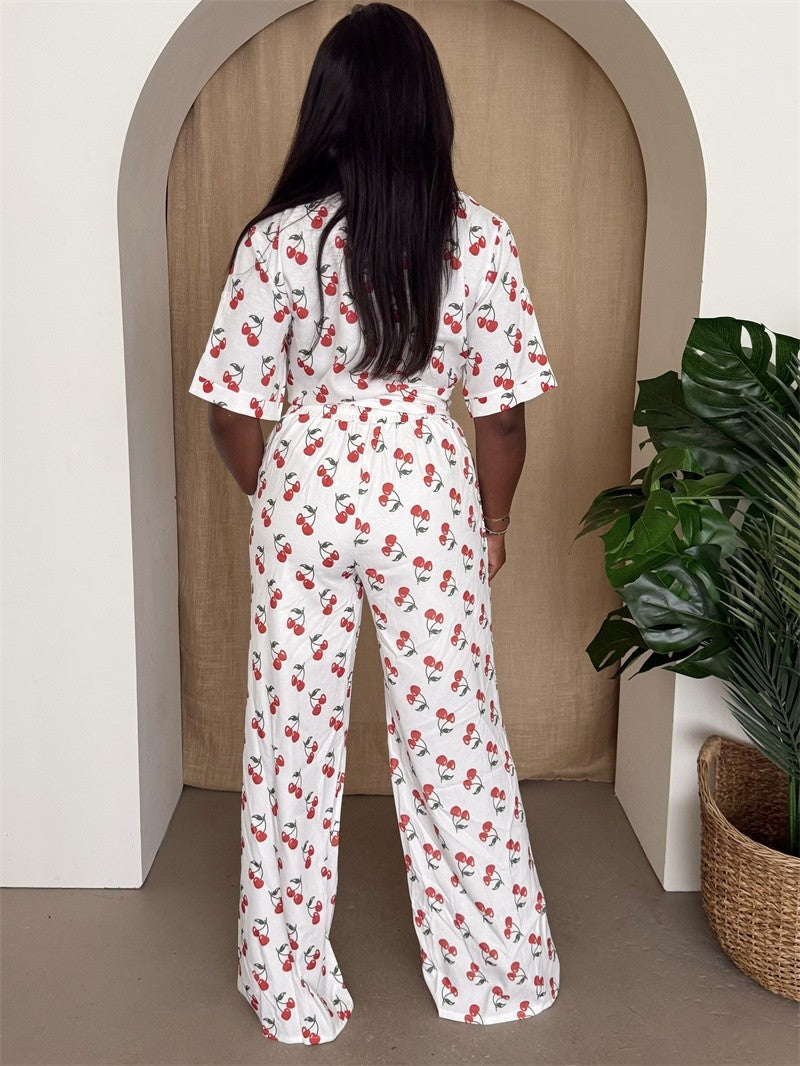 Cherry Print Pants Set