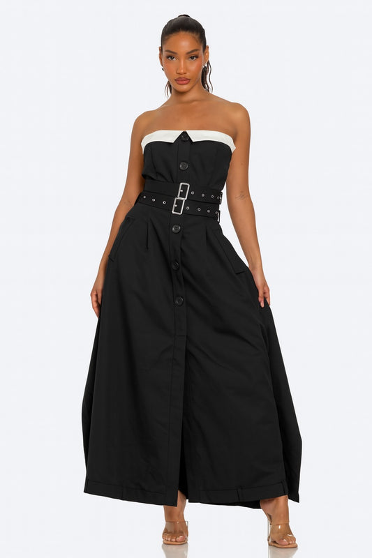 Chic Reinvented Trench Maxi Dress