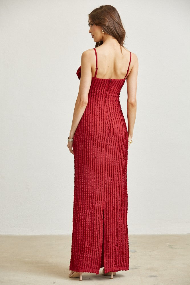 All My Love 3D Rose Maxi Dress- Red