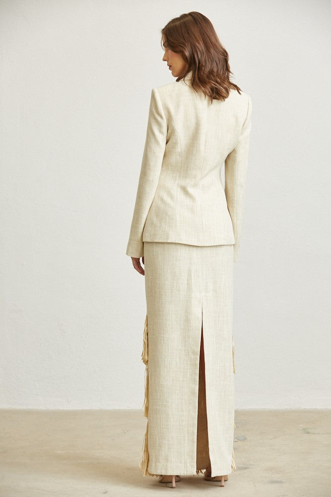 Fringe Affair Skirt Set- Cream