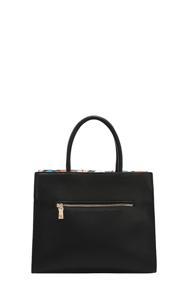 Nicole Lee USA Flower Pop Satchel Bag- Black