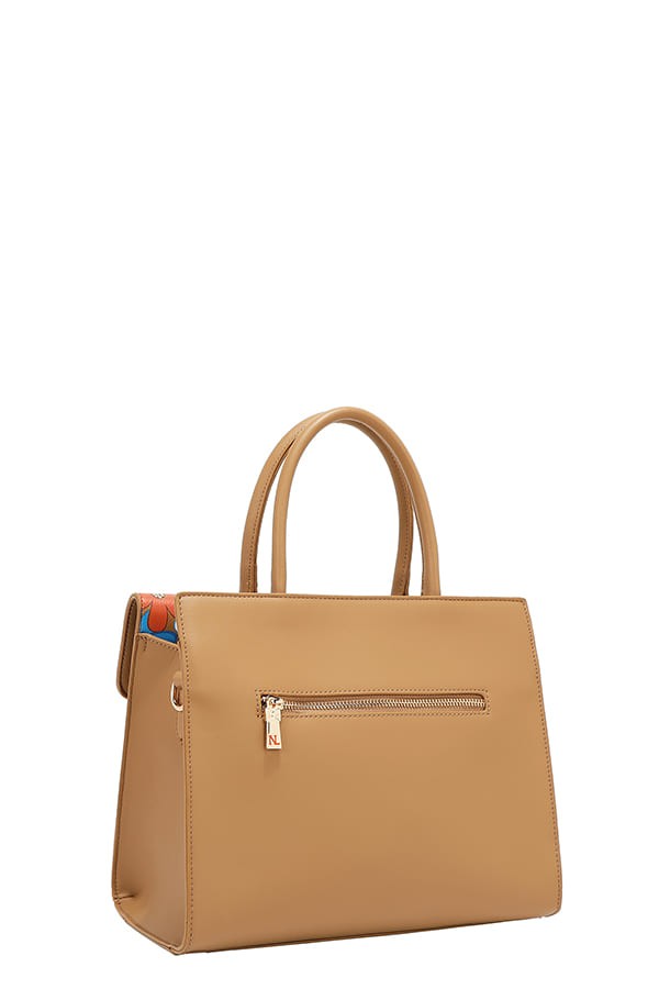 Nicole Lee USA Flower Pop Satchel Bag- Taupe