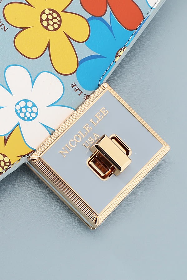 Nicole Lee USA Flower Pop Satchel Bag- Blue