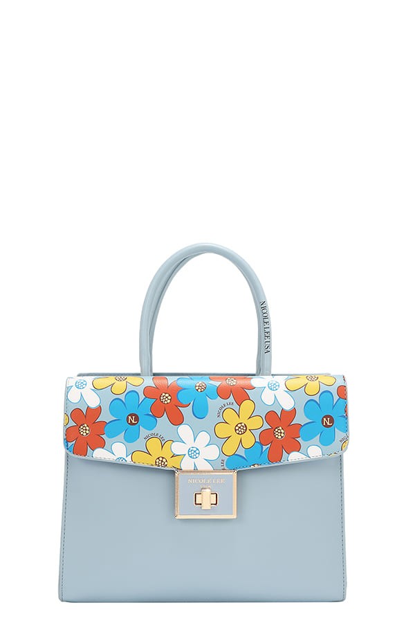 Nicole Lee USA Flower Pop Satchel Bag- Blue