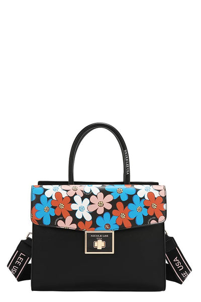 Nicole Lee USA Flower Pop Satchel Bag- Black – S&E Retail Expo