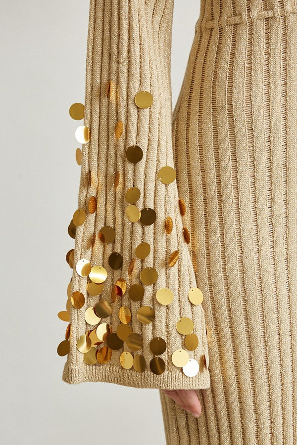 Classy Moment Glistening Sequin Maxi Dress- Gold