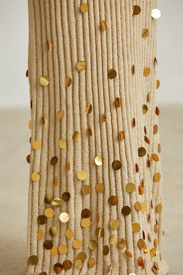 Classy Moment Glistening Sequin Maxi Dress- Gold