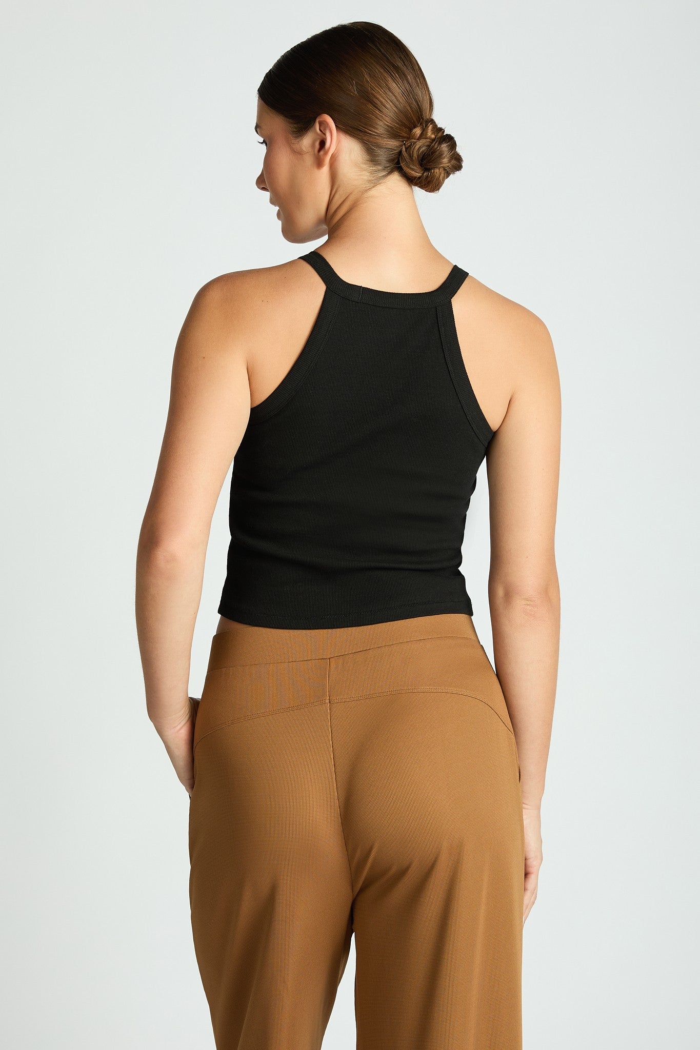 Comfort Collection: Ribbed Cropped Built in Halter Bra Top- 3 Colors