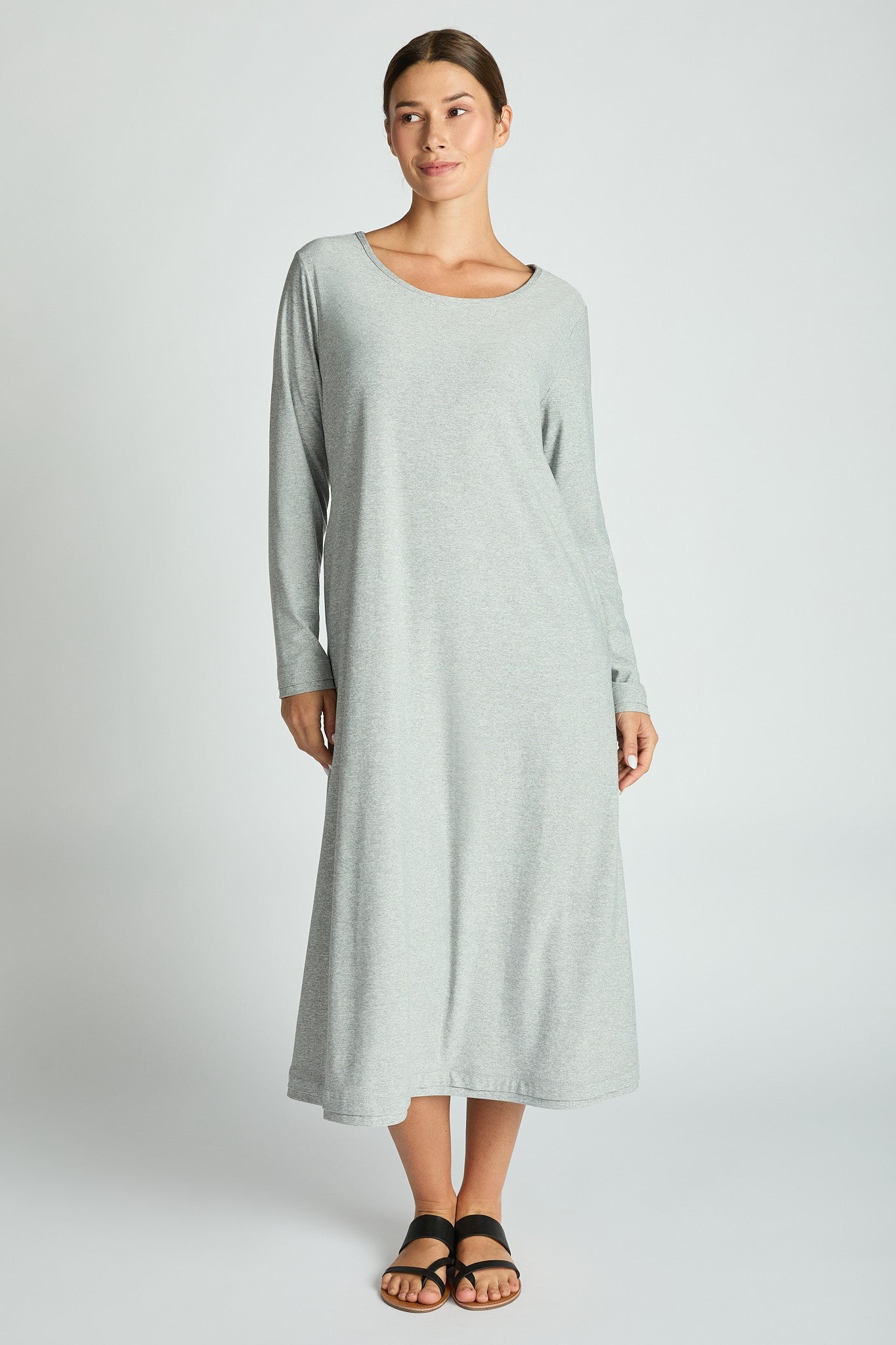 Jersey Knit Long Sleeve Built In  Bra Dress-3 Colors