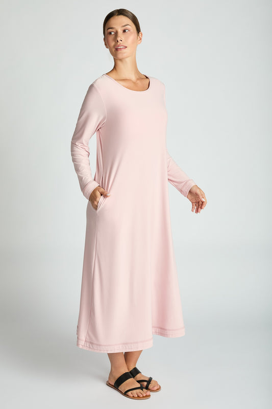 Jersey Knit Long Sleeve Built In  Bra Dress-3 Colors