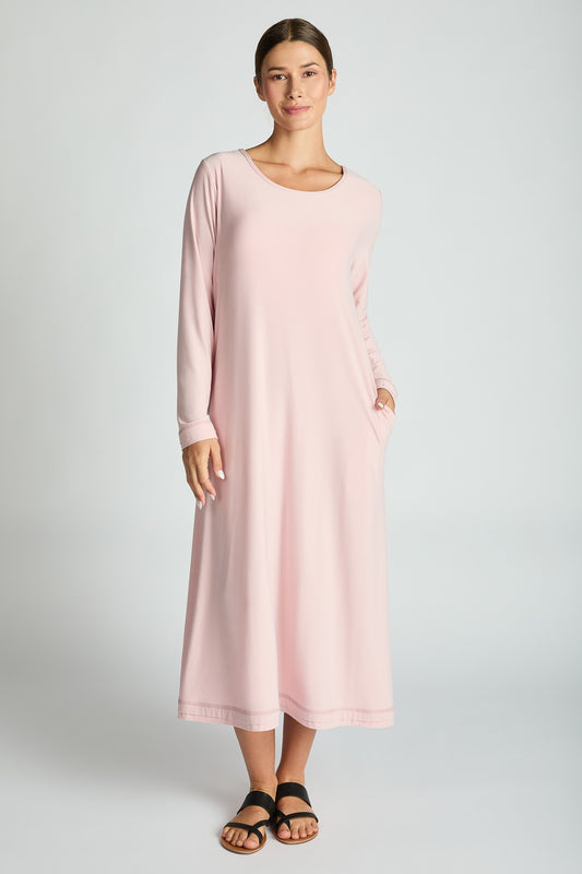 Jersey Knit Long Sleeve Built In  Bra Dress-3 Colors