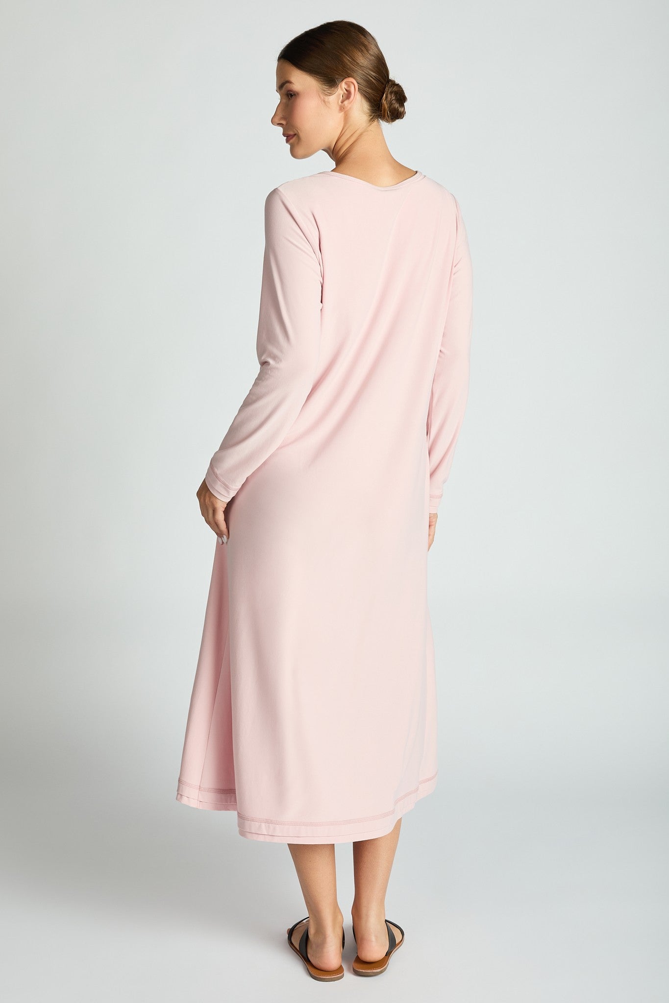 Jersey Knit Long Sleeve Built In  Bra Dress-3 Colors