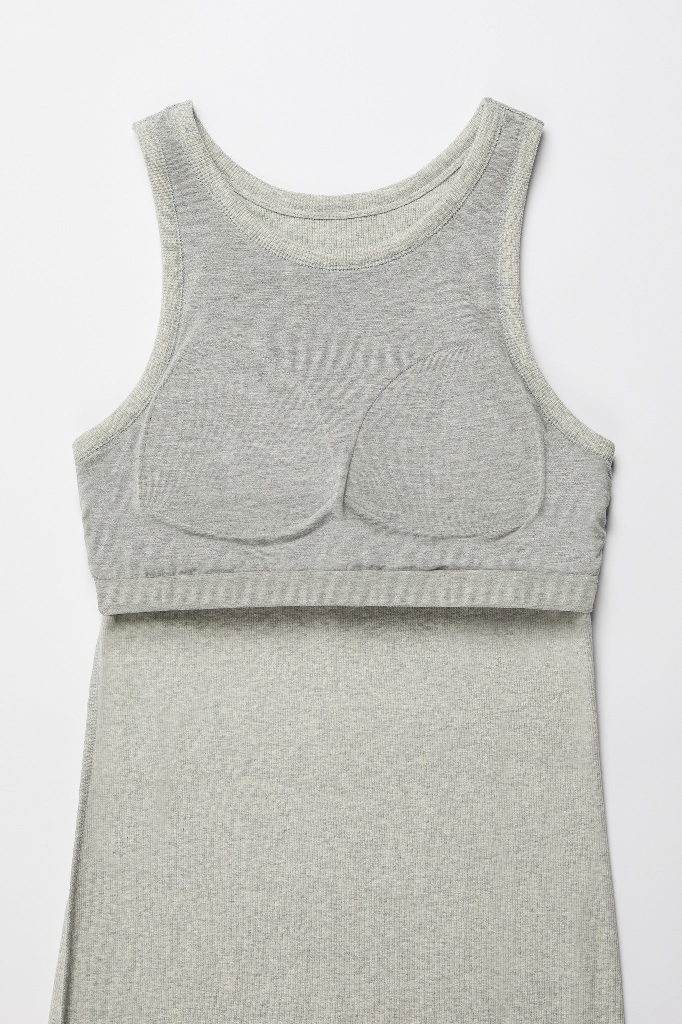 Comfort Collection: Ribbed Sleeveless Built In Bra Dress- Black/Cinnamon/Grey