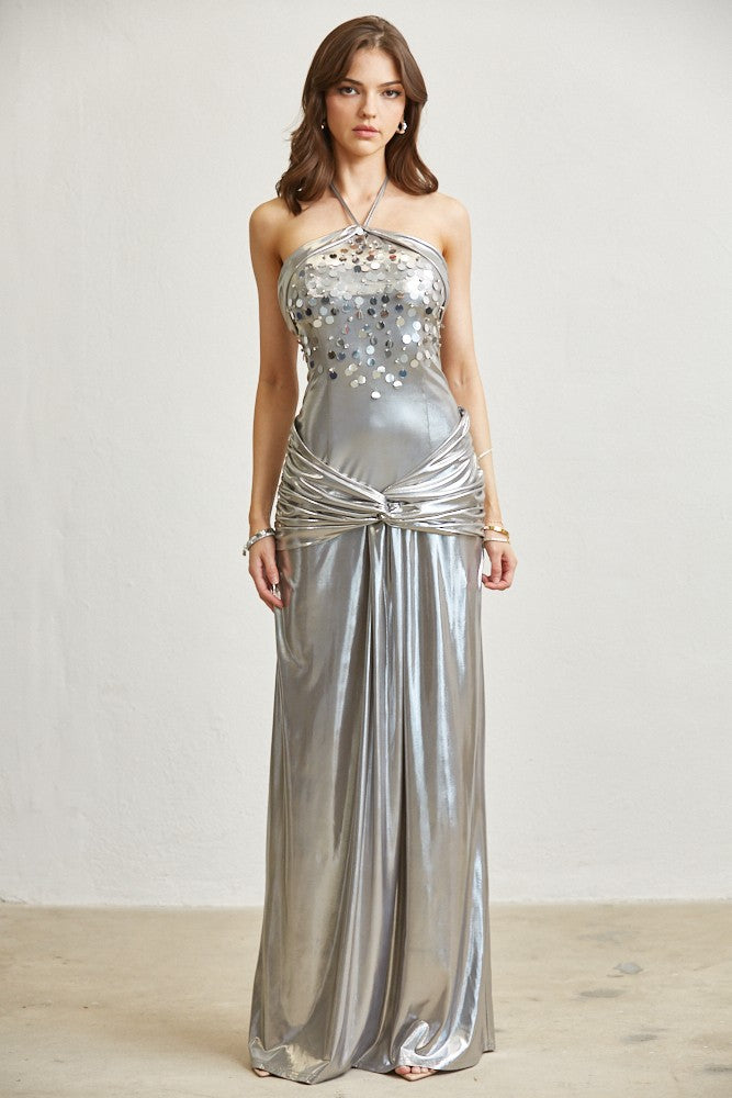 Goddess Maxi Dress- Silver