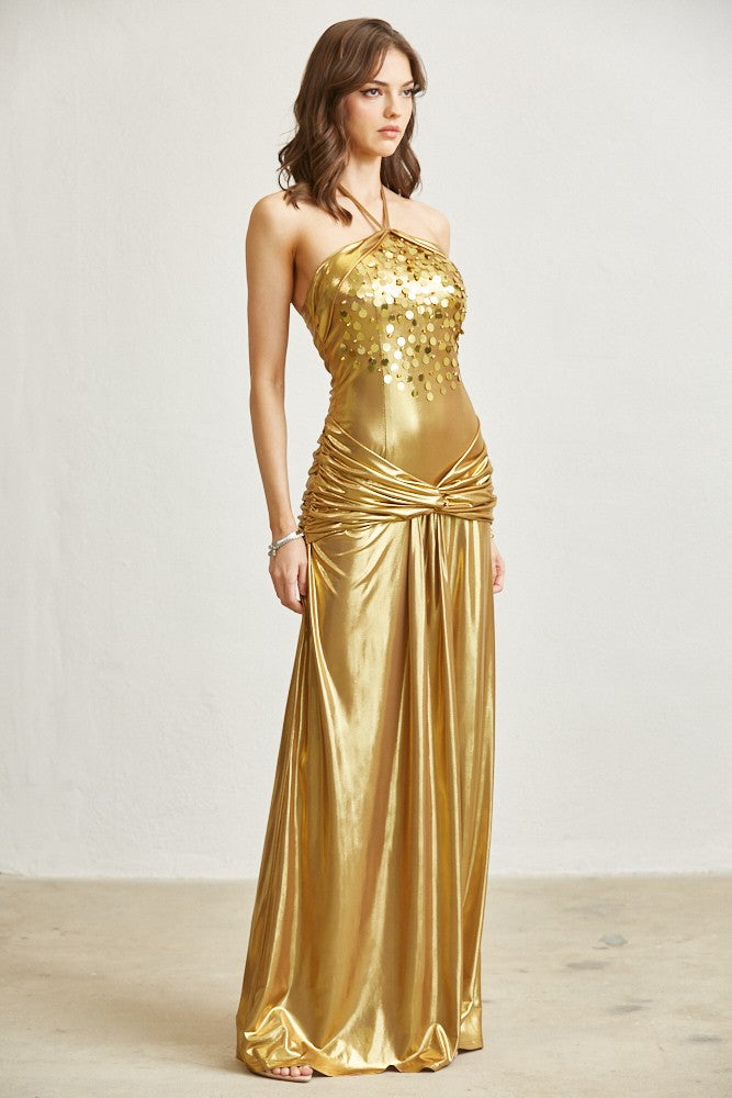 Goddess Maxi Dress- Gold
