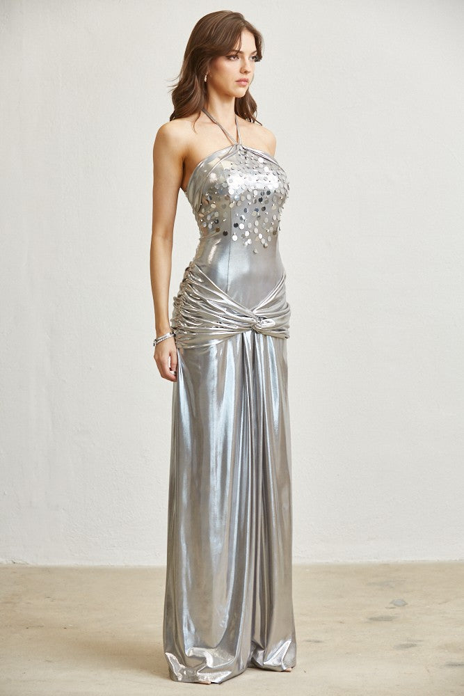 Goddess Maxi Dress- Silver