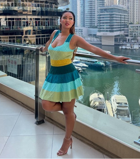 Blue Waterfall Knit Sweater Dress