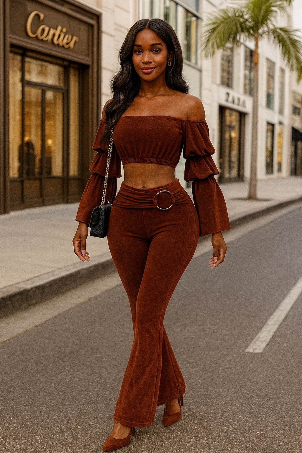 Velvet Pants Set- Red