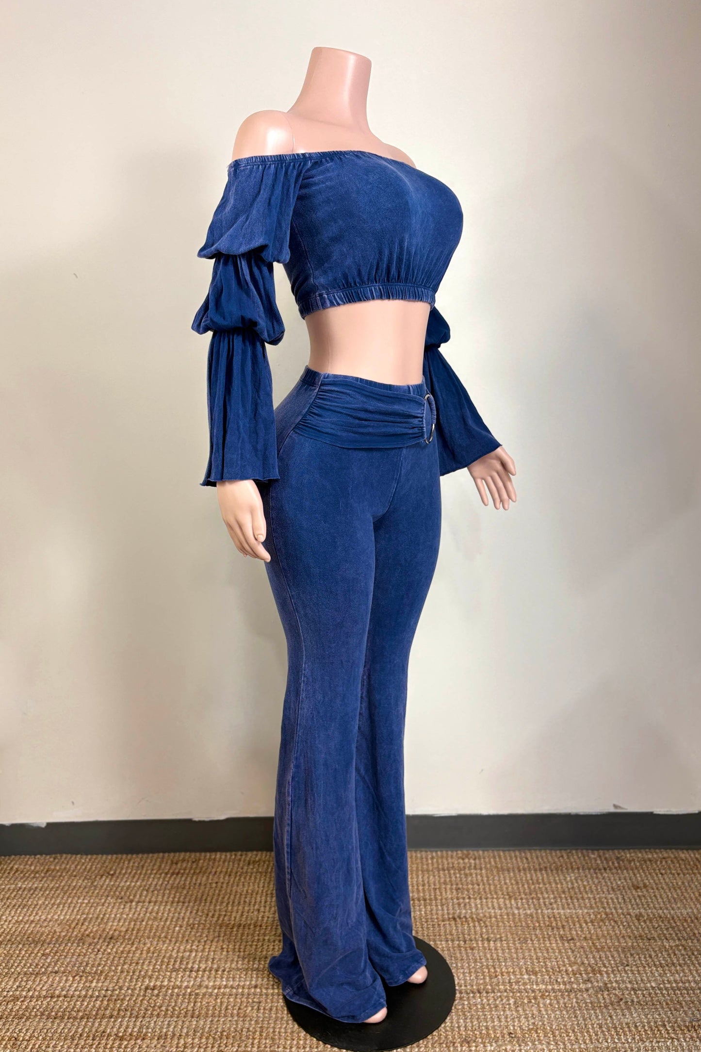 Velvet Pants Set- Blue