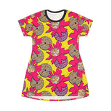 Bold Flower Print T-Shirt Dress (AOP)