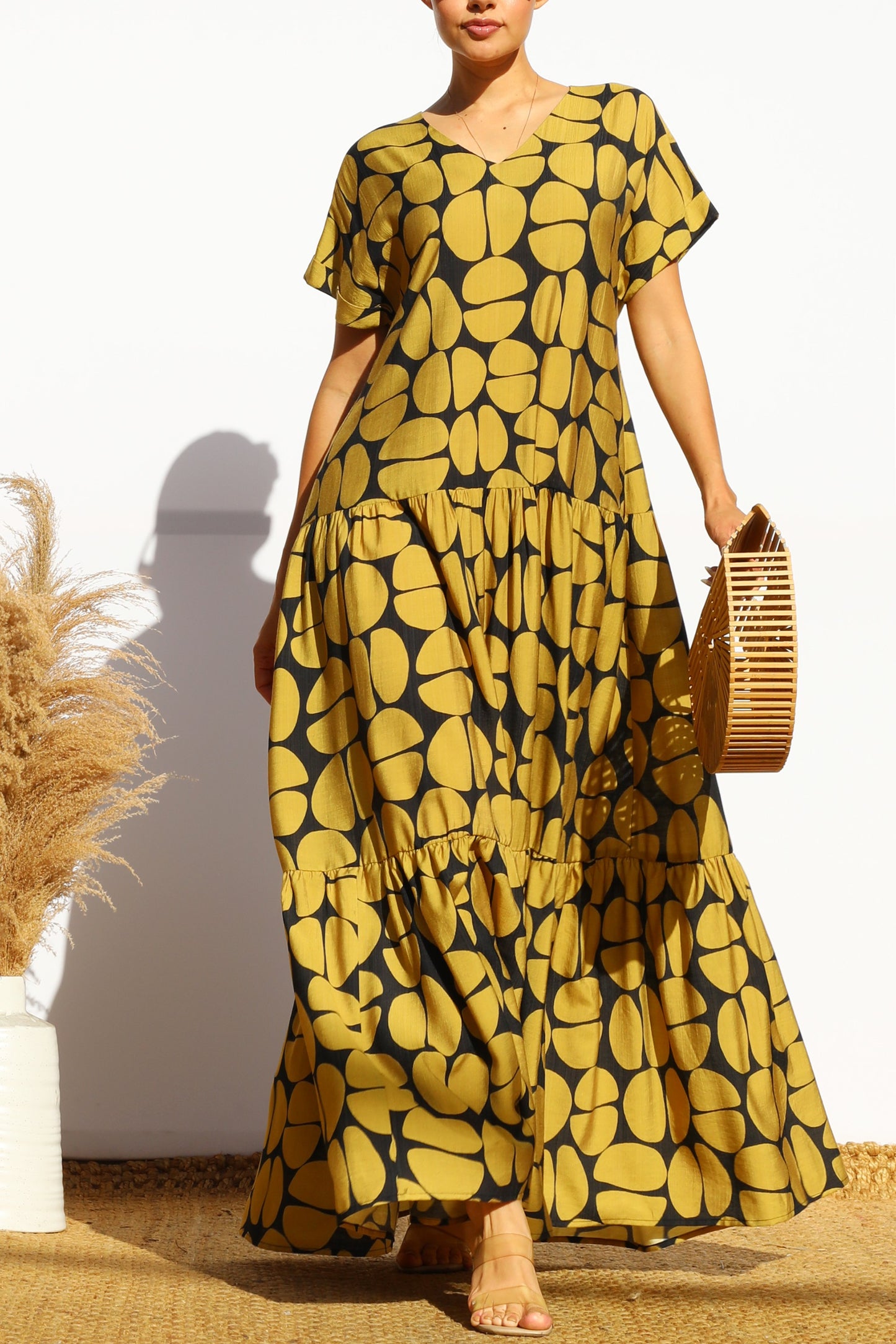 Amalfi Dress- Mustard/Black
