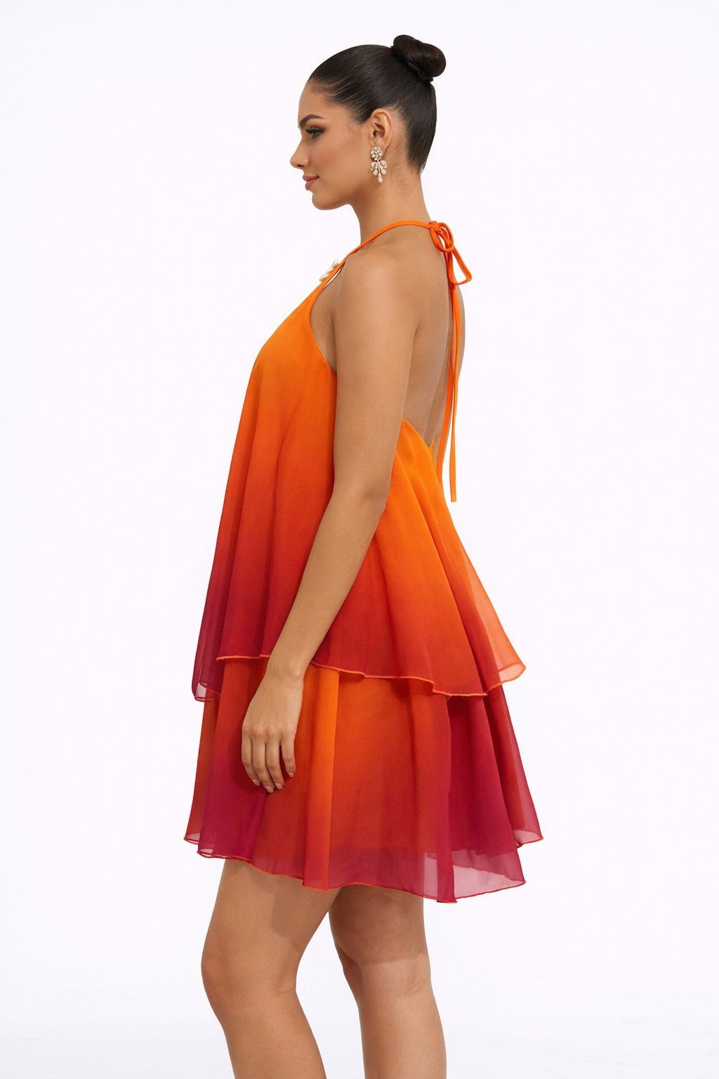 Sunset Halter Chiffon Mini Dress