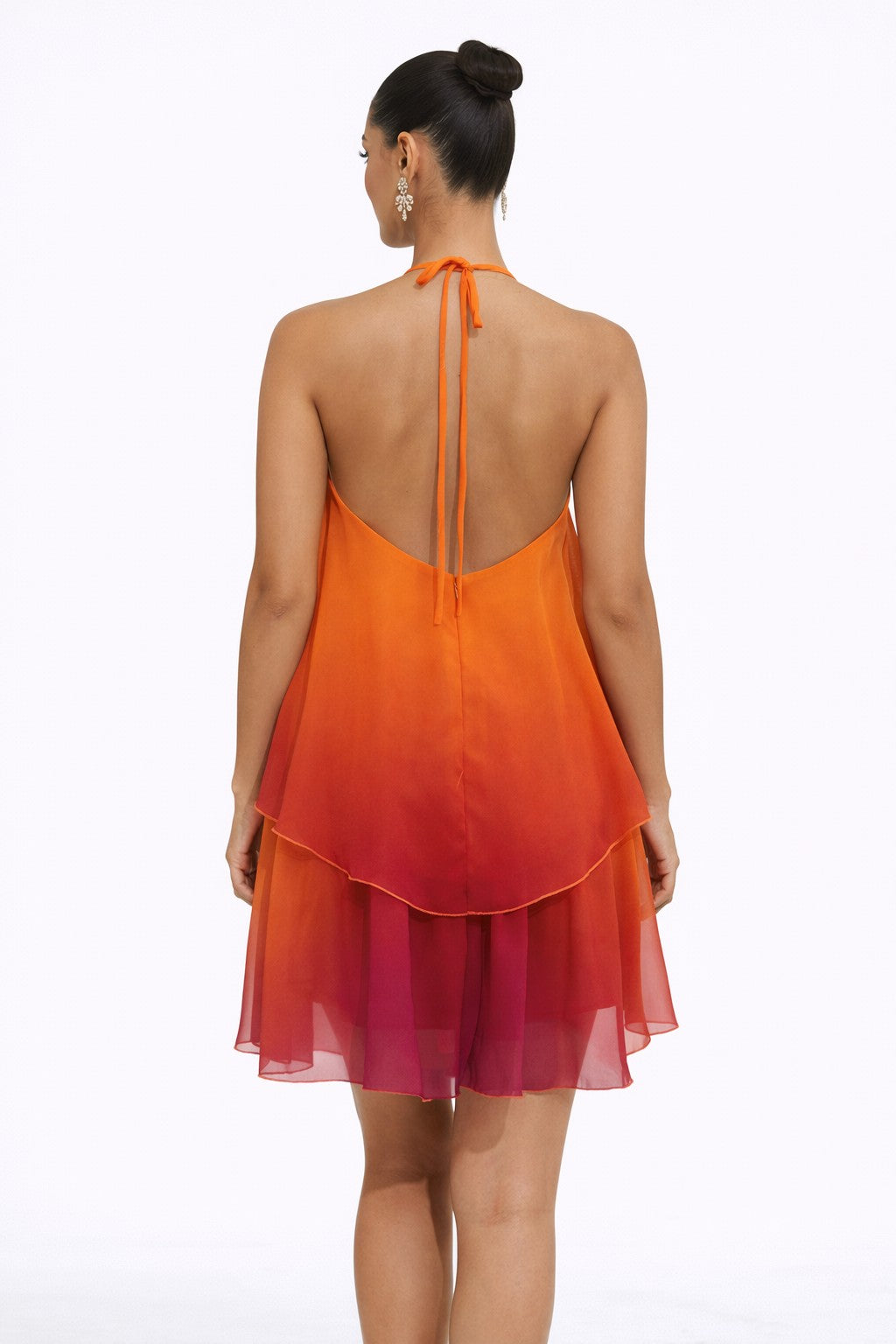 Sunset Halter Chiffon Mini Dress
