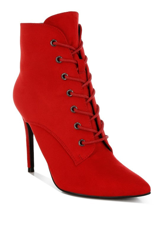 Agmati Lace Up Stiletto Boots- 2 Colors