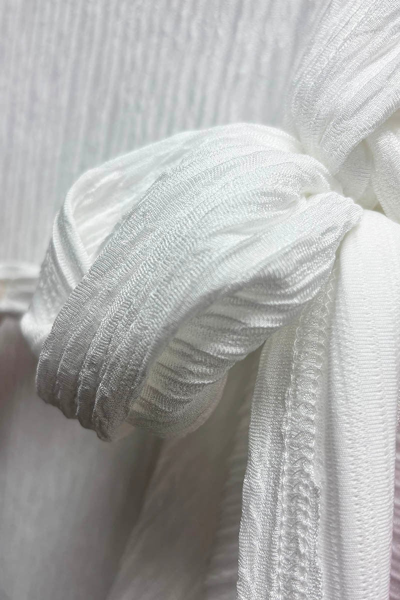 Loose Cropped Top & Skirt Set- White