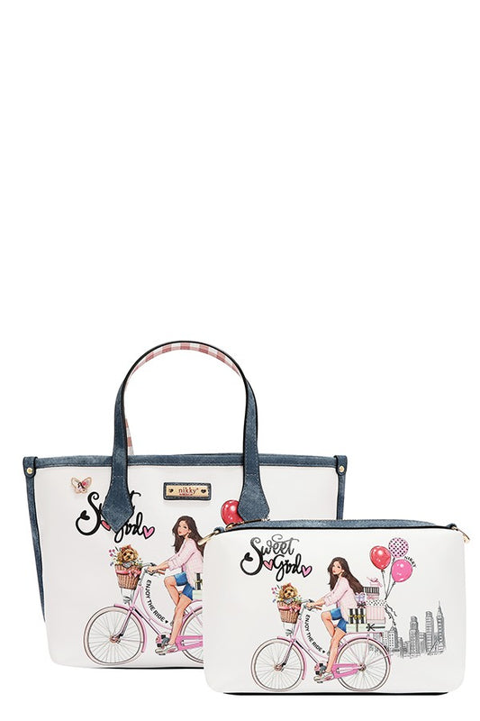 Nicole Lee USA "Sweet Girl" 2 Piece Tote Bag Set