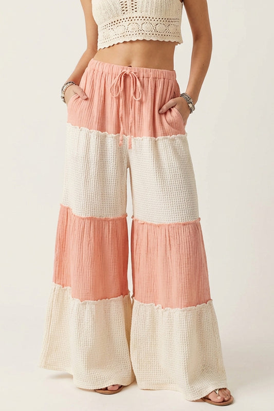 Wide Leg Gauze Knit Stripe Pants- PREORDER