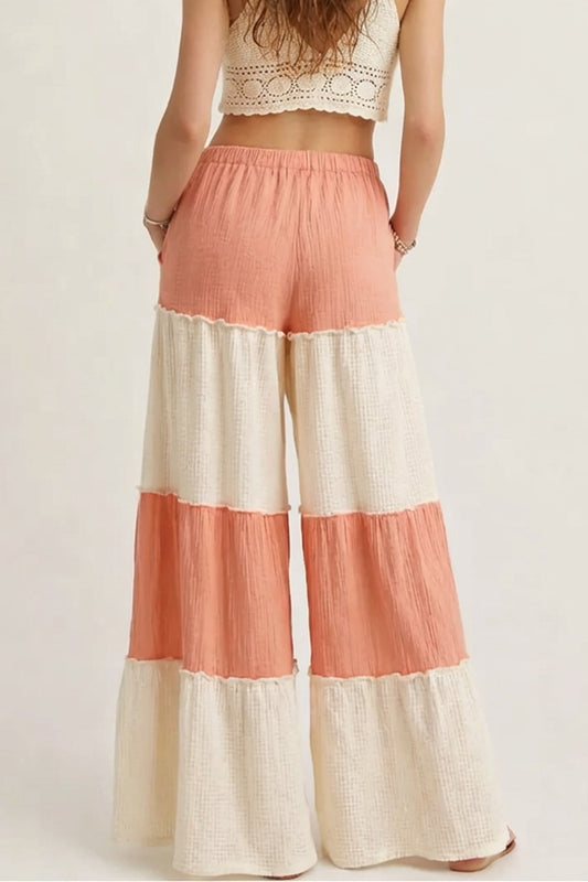 Wide Leg Gauze Knit Stripe Pants- PREORDER