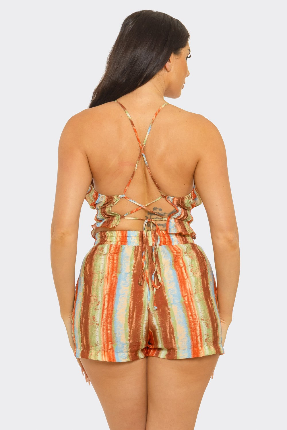 Sunset Serenity Shorts Set- Rust/Multi