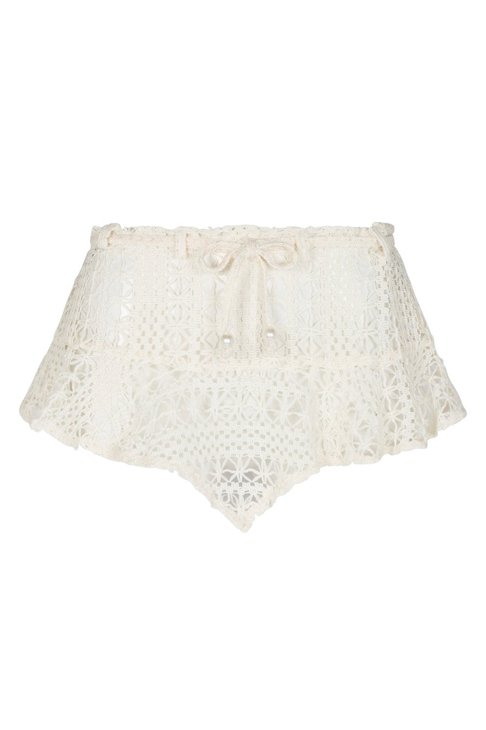 Chica Mini Skirt- Beige Crochet