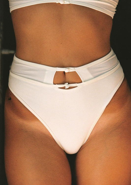 Tropez High Waisted Bikini Bottom- Ivory
