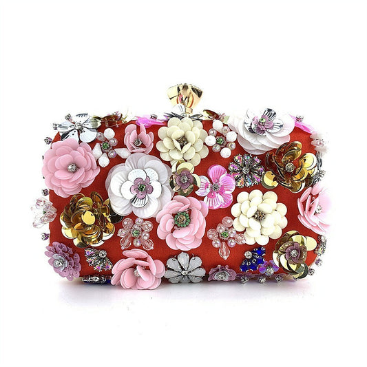 Embellished Clutch Bag- Rose