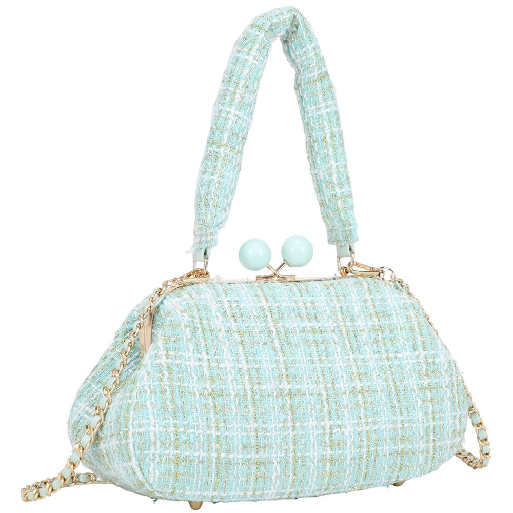 Tweed Kiss Lock Crossbody Bag