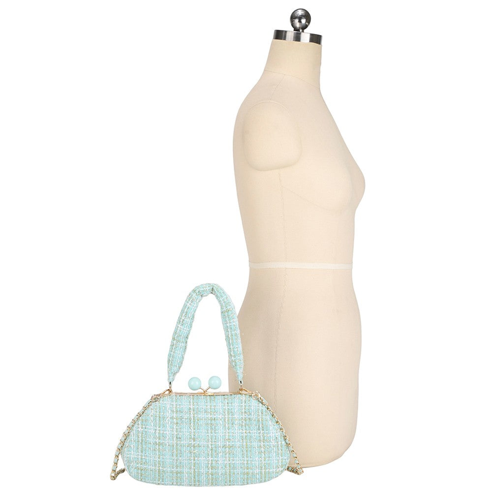 Tweed Kiss Lock Crossbody Bag