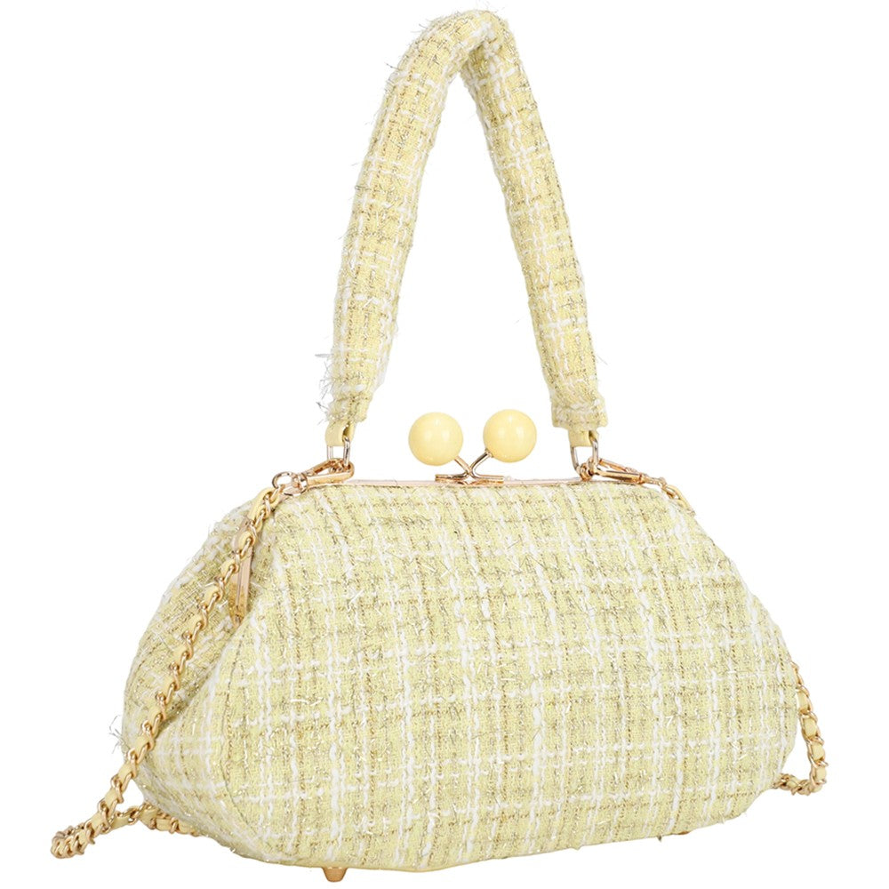Tweed Kiss Lock Crossbody Bag