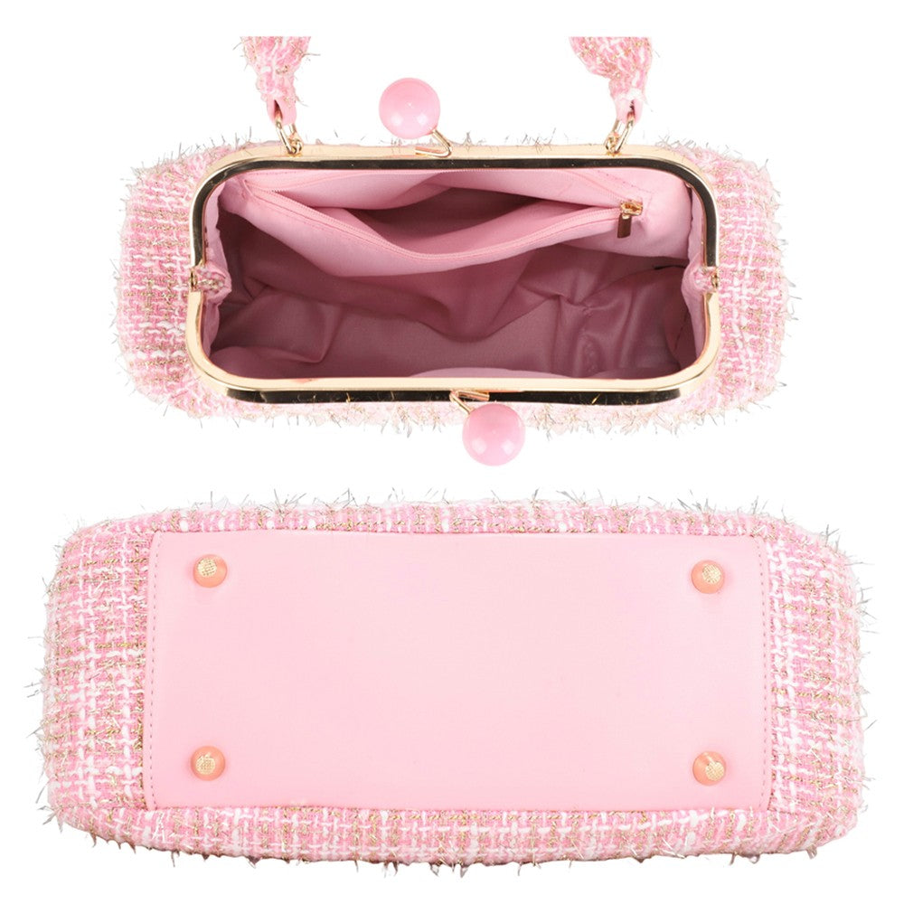 Tweed Kiss Lock Crossbody Bag
