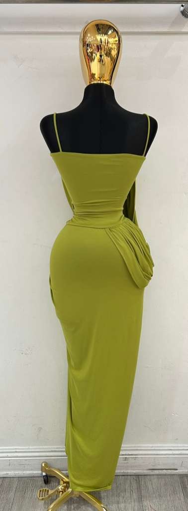 Versona Sexy Slit Maxi Dress- Green