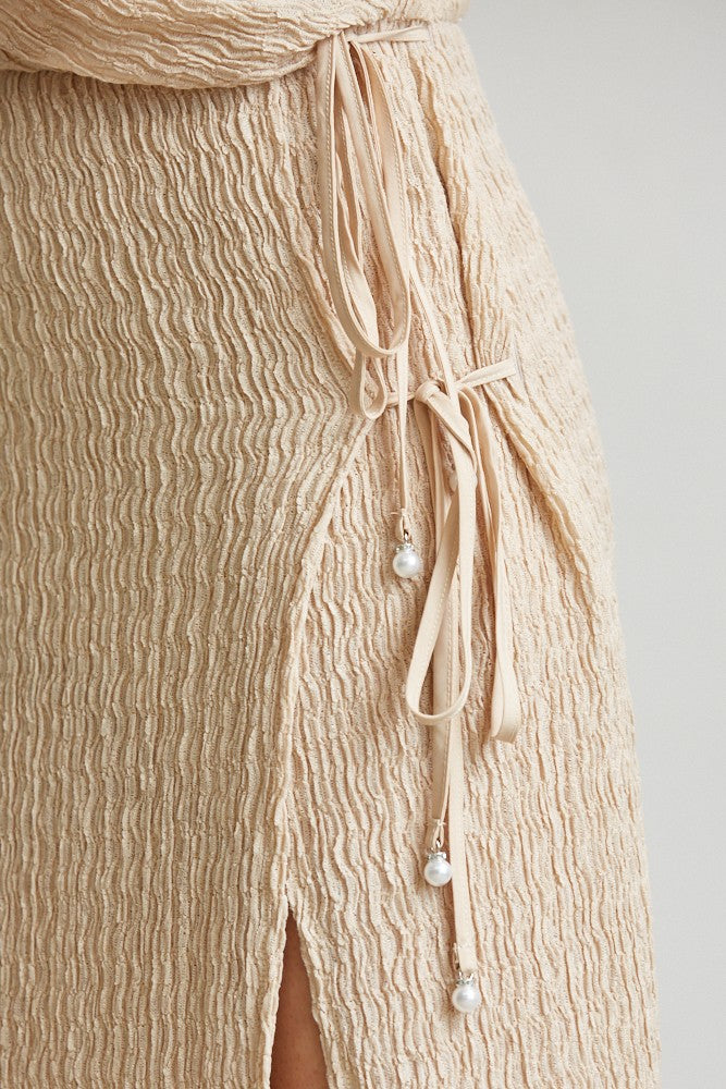 Vestido Longo Elegant Pearls on Me - Creme
