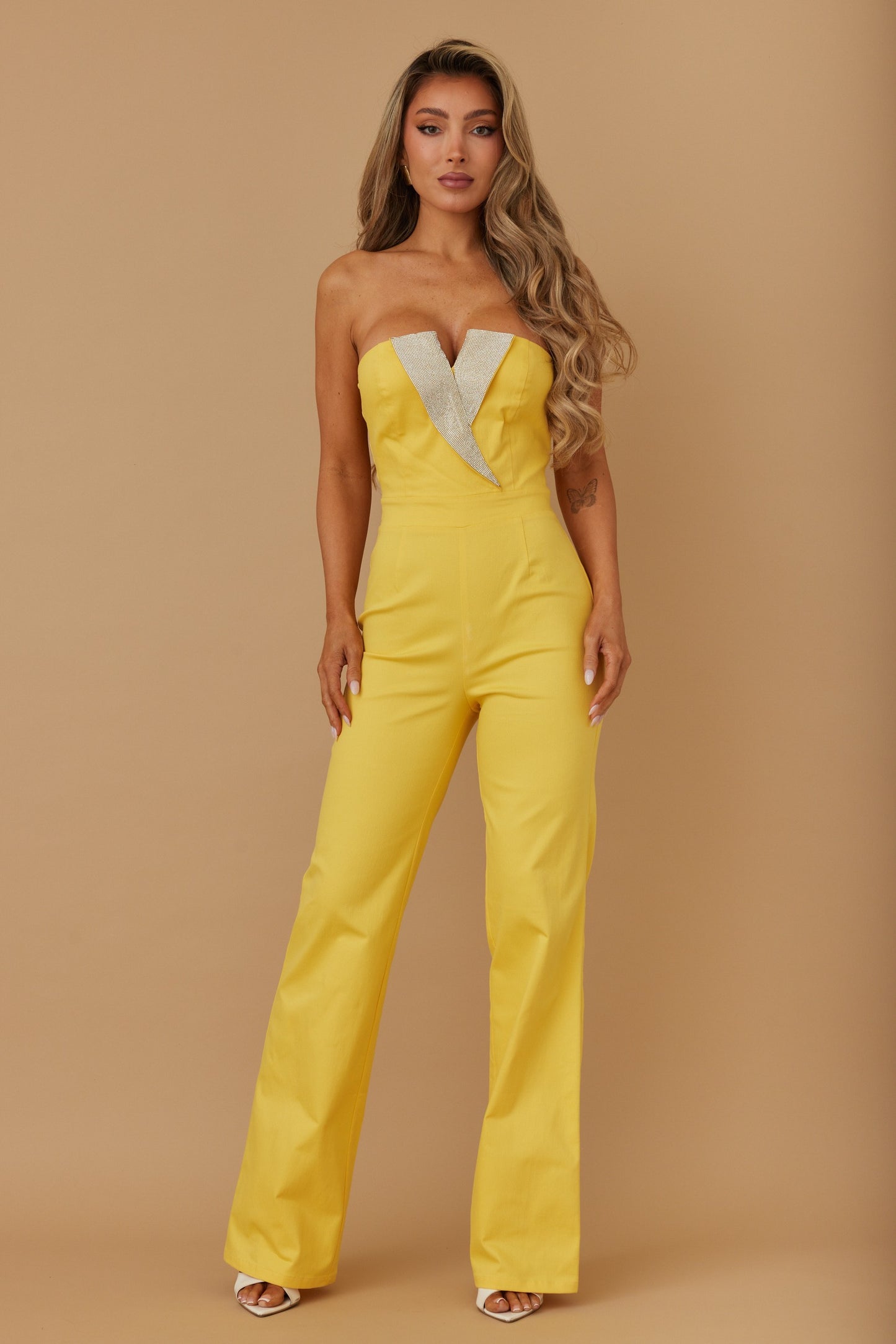 Sparkle Topped Jumpsuit- Yellow