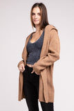 Hooded Open Front Sweater Cardigan-4 Colors